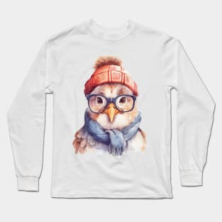 Cozy Chicken in an Orange Hat Long Sleeve T-Shirt